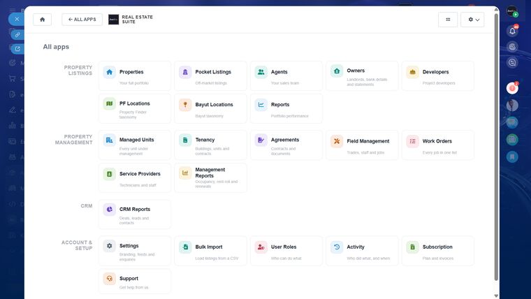 22 modules under one login — listings, owners, tenancy, field jobs, reports and setup. Every one included in every plan.